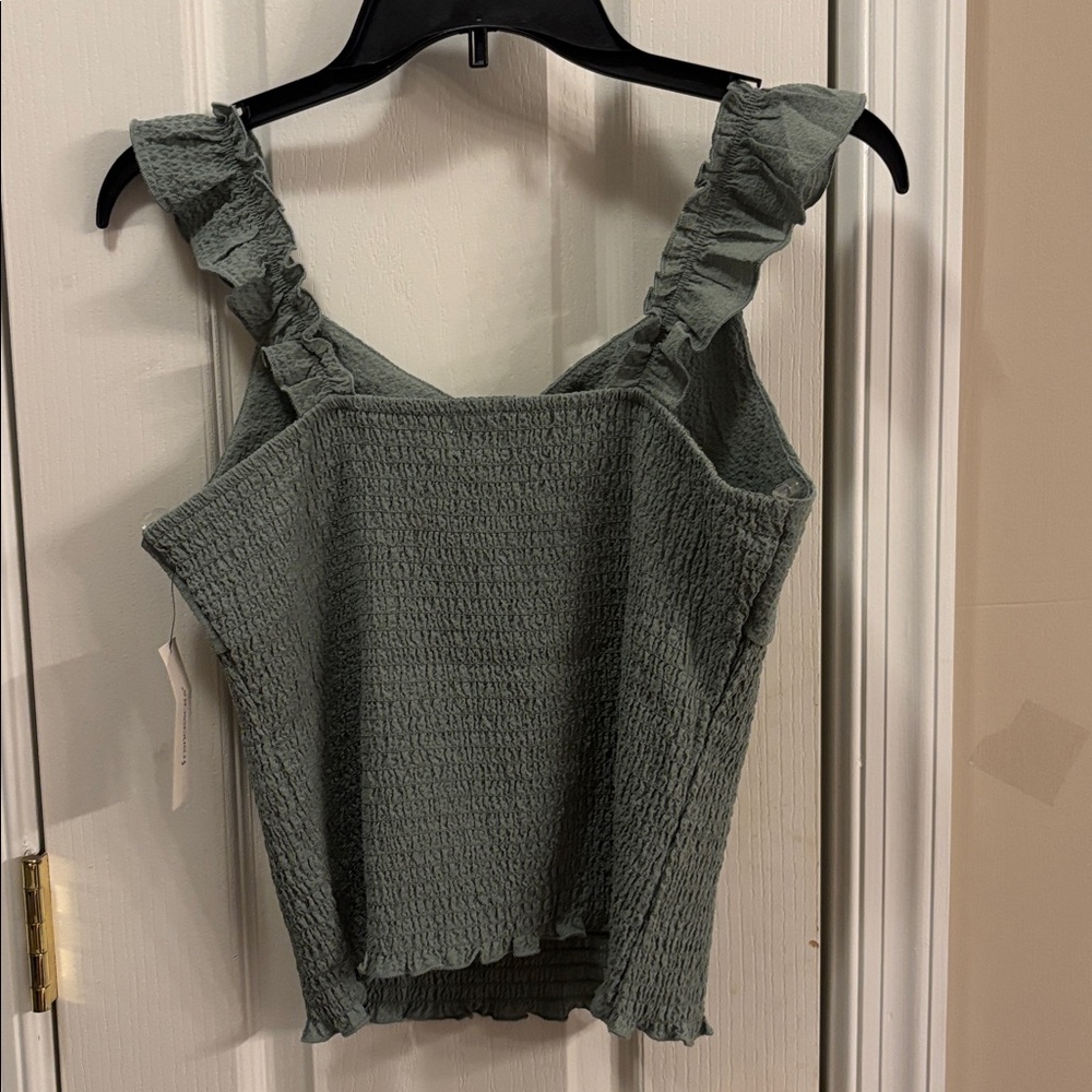 NWT Blue Rain Olive Smocked Camisole tank top size large - Picture 4 of 6
